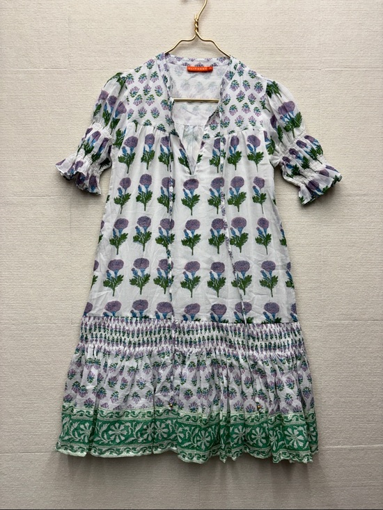 Oliphant Dresses & Skirts - Oliphant | Floral Midi Dress in White with Purple & Green Print XS